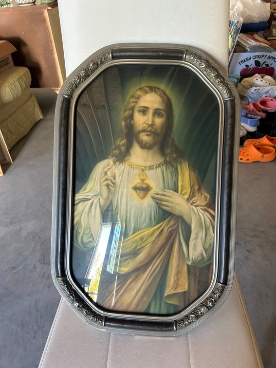 Sacred Heart of Jesus Print Framed with Glass Cover