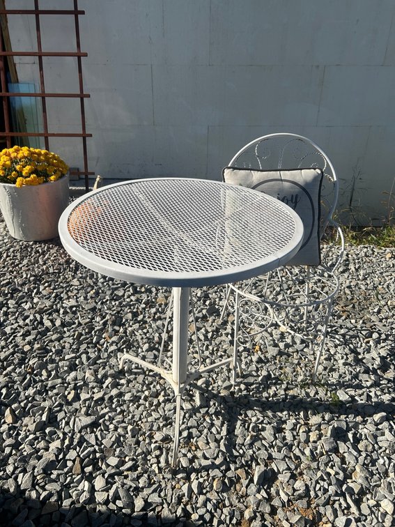 Small Table, Small Metal Chair