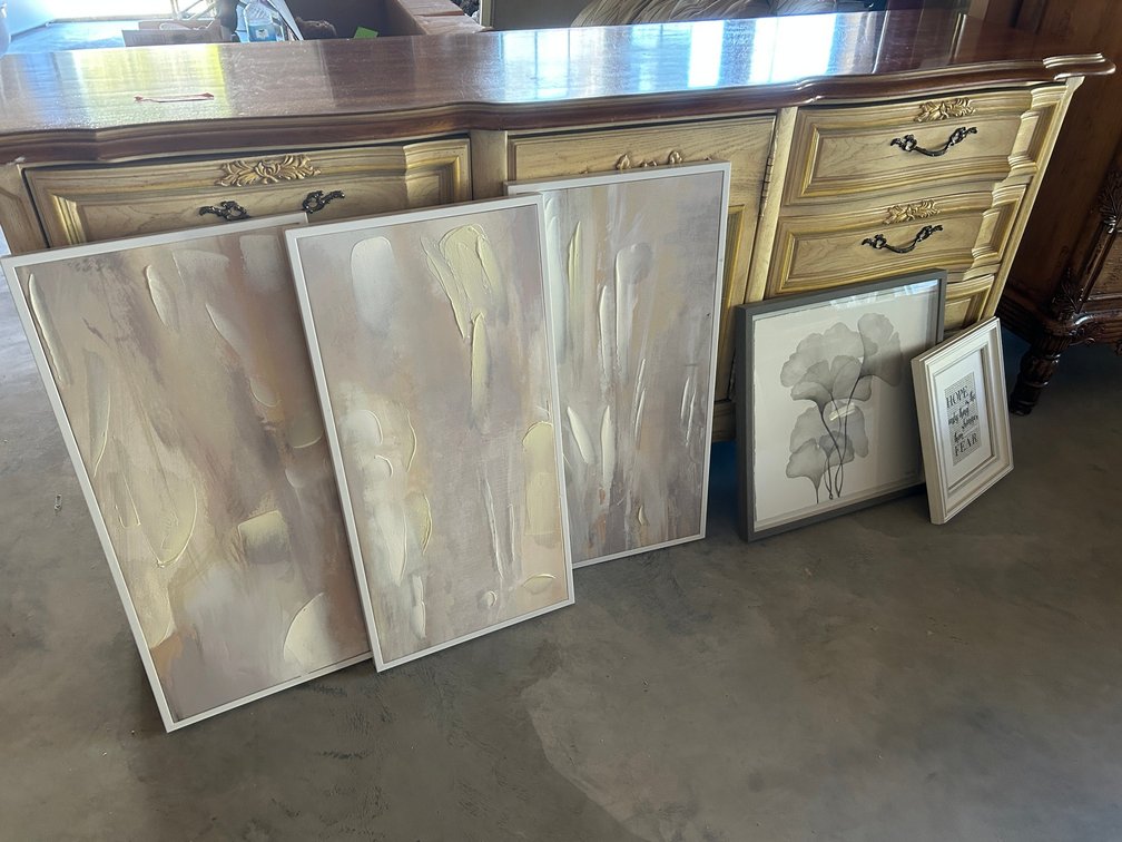 3-Framed Prints, 2-Smaller Prints, Larger are Painted on Canvas