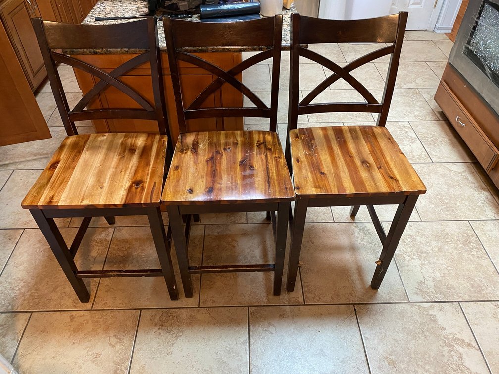 Wooden Cross Back Counter Height Chairs