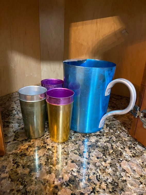 Aluminum Pitcher, Drinking Glasses