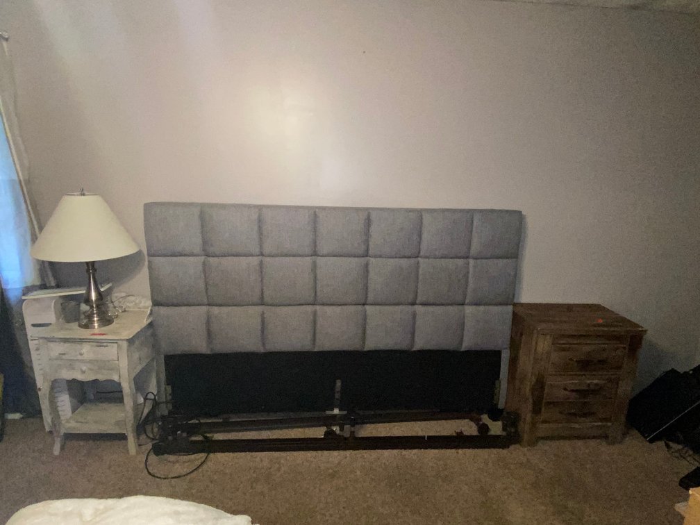 King Size Head Board and Frame, 2-Night Stands, Lamp