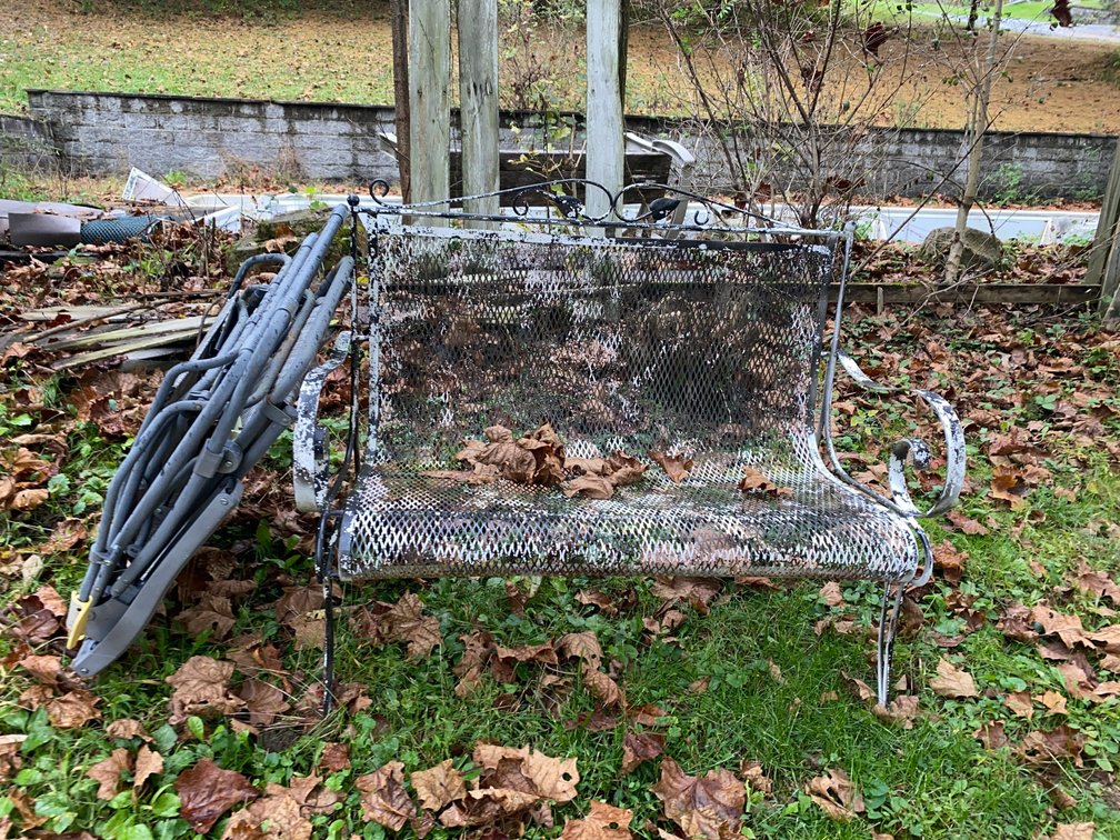 Patio Chairs, Metal Bench
