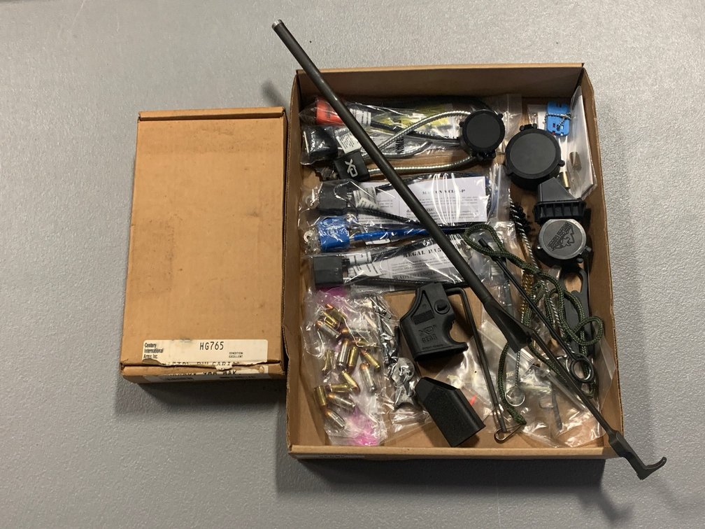 [3181]  Misc Lot: Locks, M1  Garand Gas Tube, Makarov Pistol accessories, scope cover, etc