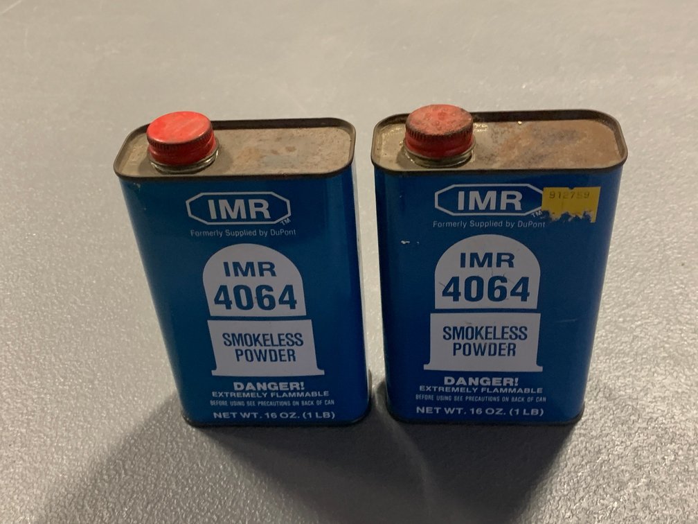 [2385]  Two IMR 4064 Smokeless Powder Containers