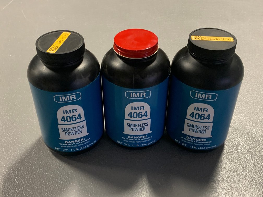 [2382]  Three IMR 4064 Smokeless Powder Containers