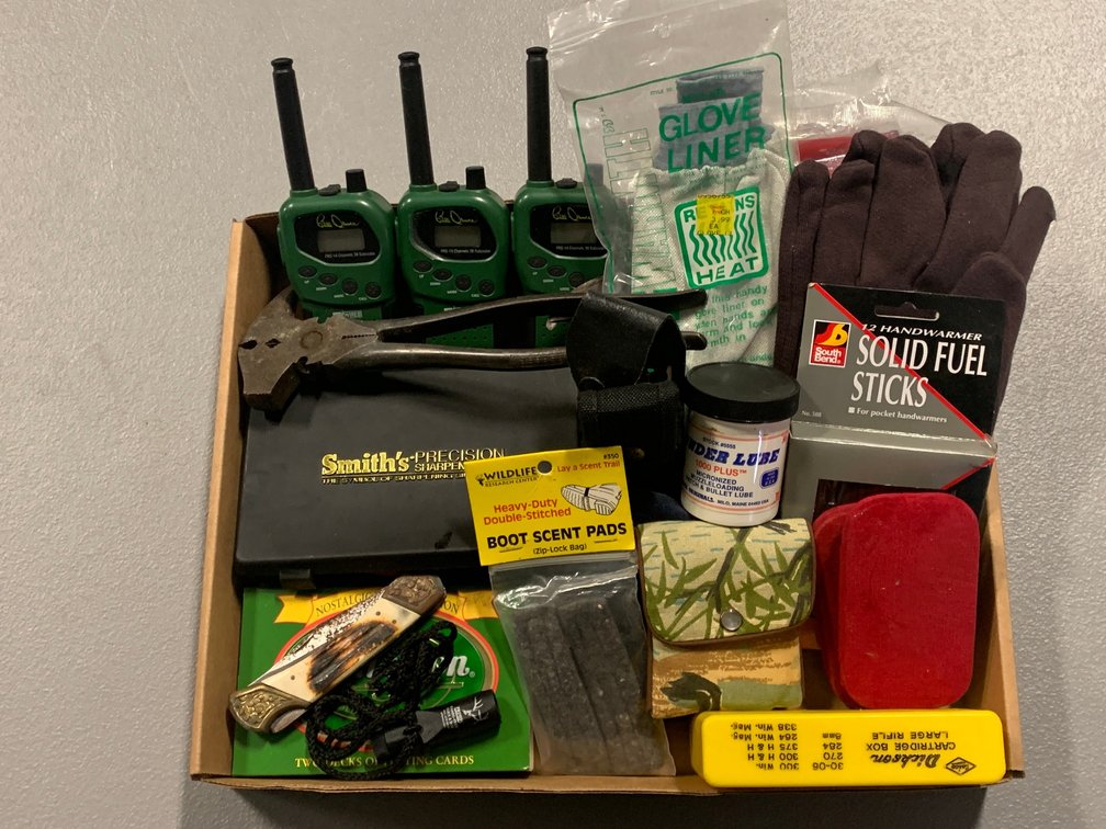 [3474]  Mixed Lot: Radios, Lube, Solid Fuel Sticks, Etc.