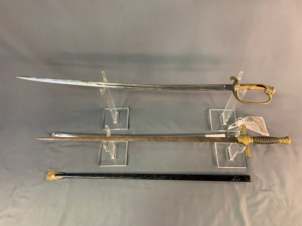 [3149]  Lot of 2 Ceremonial Swords with Scabbards