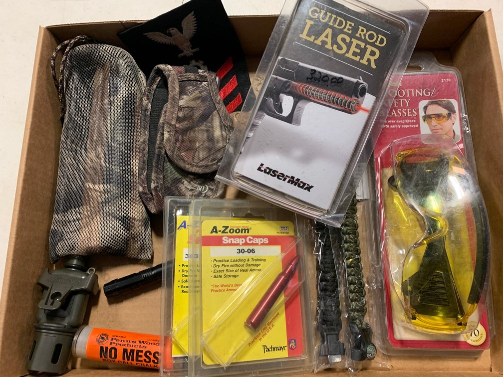 [3433]  Shooting Glasses, LaserMax Guide Rod Laser, pouches, Cufflink, Navy insignia, etc.