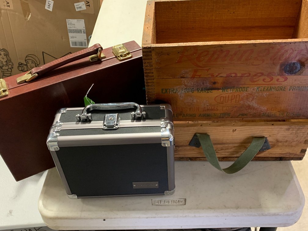 [3350]  Two Pistol Cases and Two Wooden Ammo Boxes