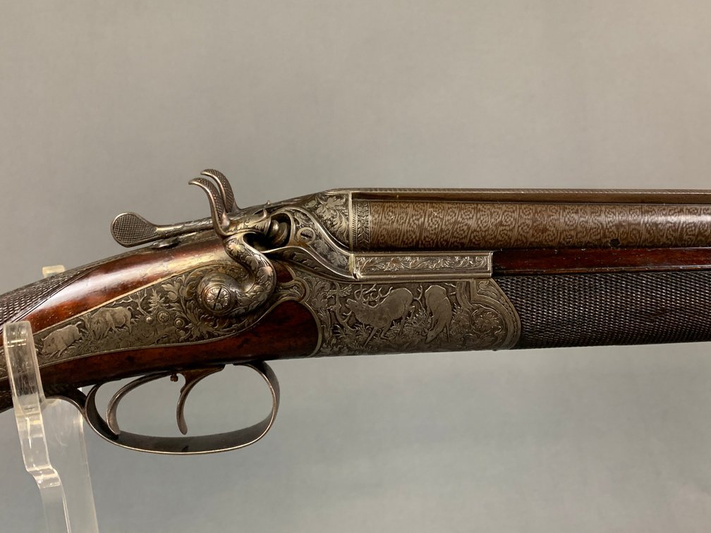 [293]  Eduard Kettner Engraved O/U Hammer Combination Gun, 11.5x65R / 16 Ga.   | SN:2011