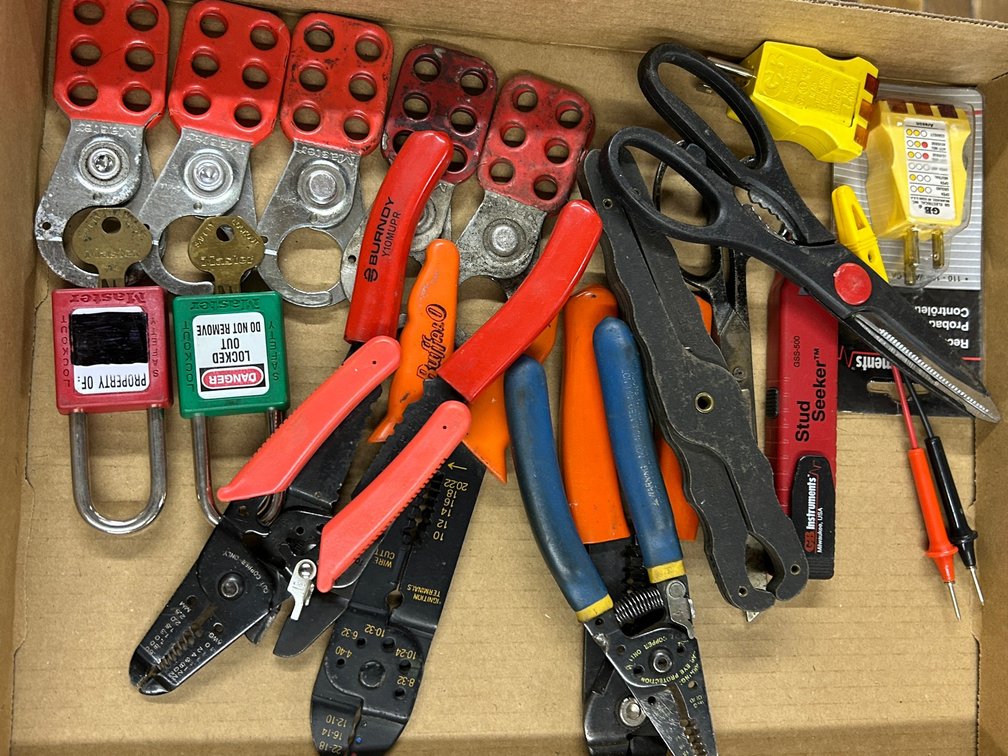 Wire Strippers, Crimpers, Lock out Tags