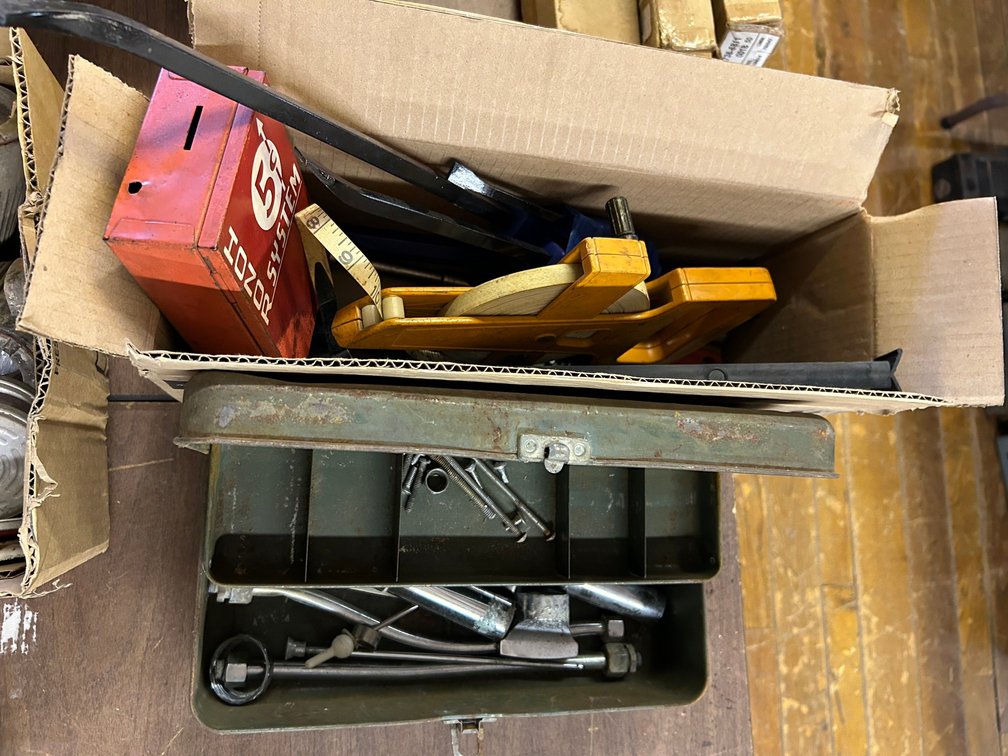 Tool Box, Plumbing Supplies, Real Tape Measure, Pry Bars