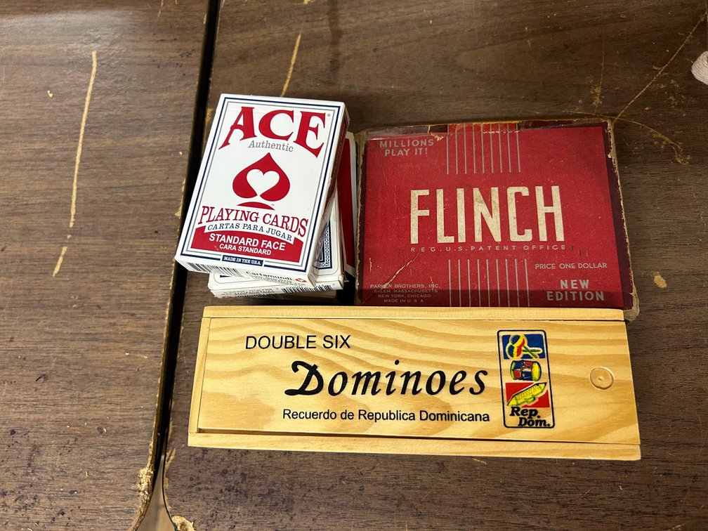 Vintage Game Flinch, Double 6 Domino's, Playing Cards