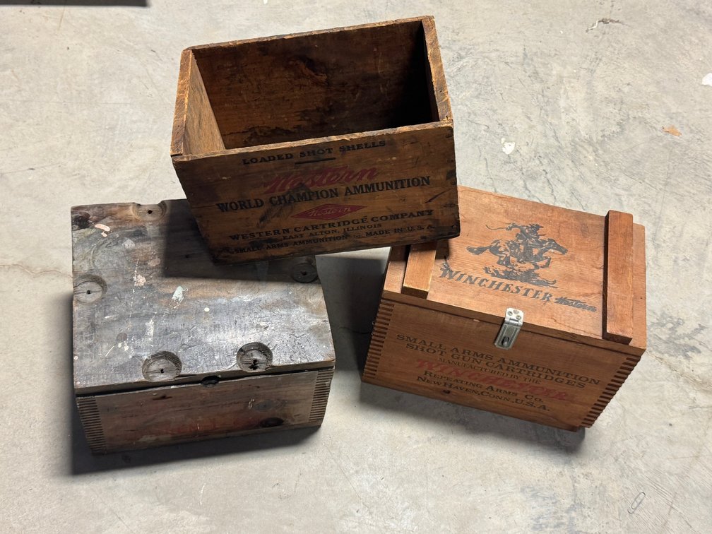 [2437]  Three Wooden Ammo Boxes