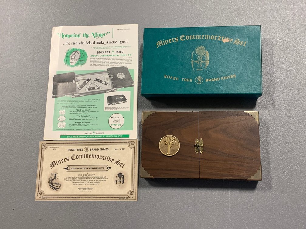 [3096]  Boker 1975 LE "Miner" Commemorative Set w/Box and Presentation Case