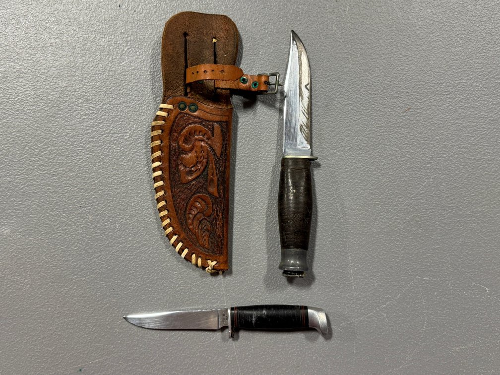 [3057]  Two Case Fixed Blade Stacked Handle Knives