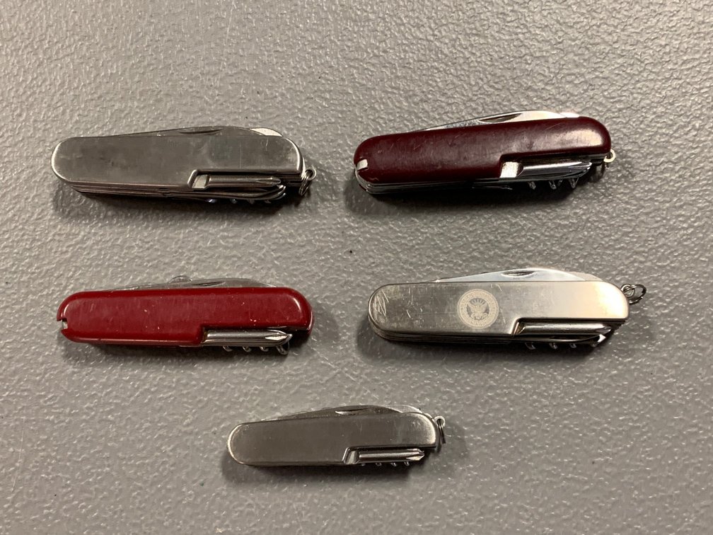 [3126]  Five Swiss-Army-Type Multi-Blade Knives