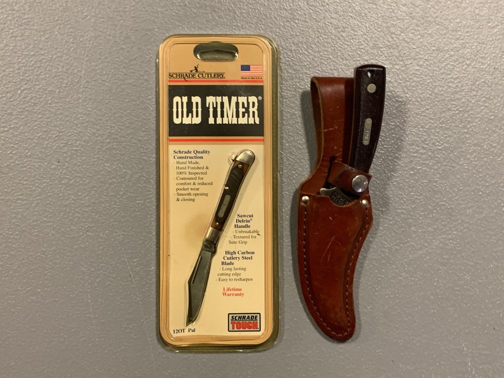 [3025]  Old Timer Fixed Blade Skinning Knife and Old Timer Folding Knife