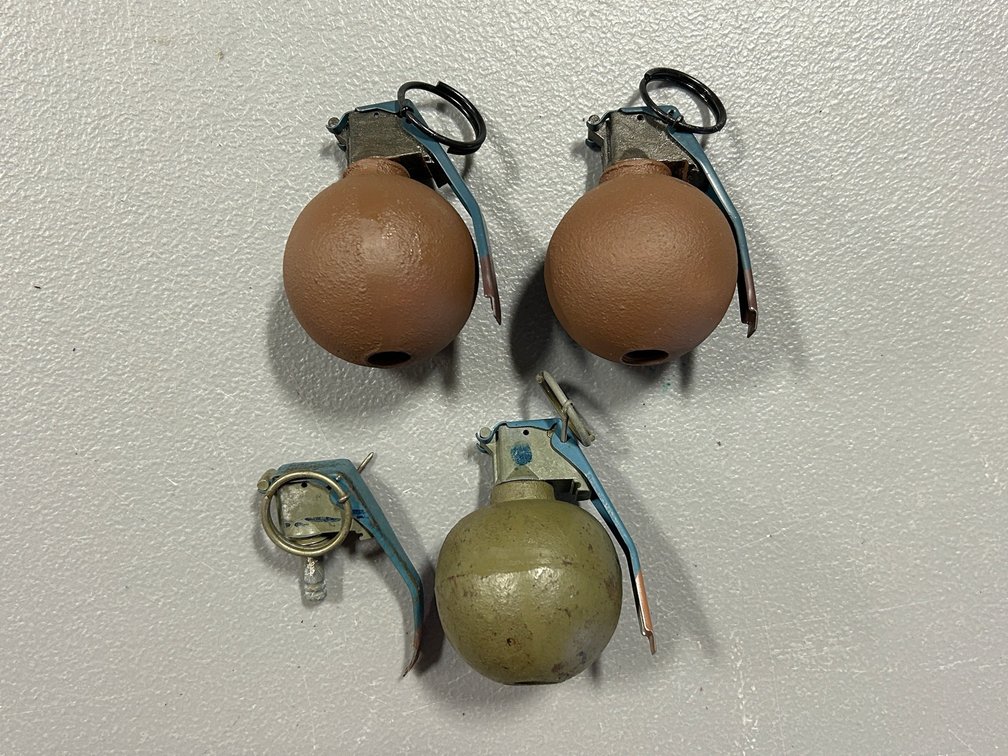 [3389]  Three Inert Baseball Style Grenades