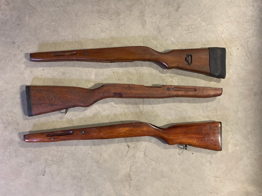 [3263]  Three Take Off Wooden Rifle Stocks
