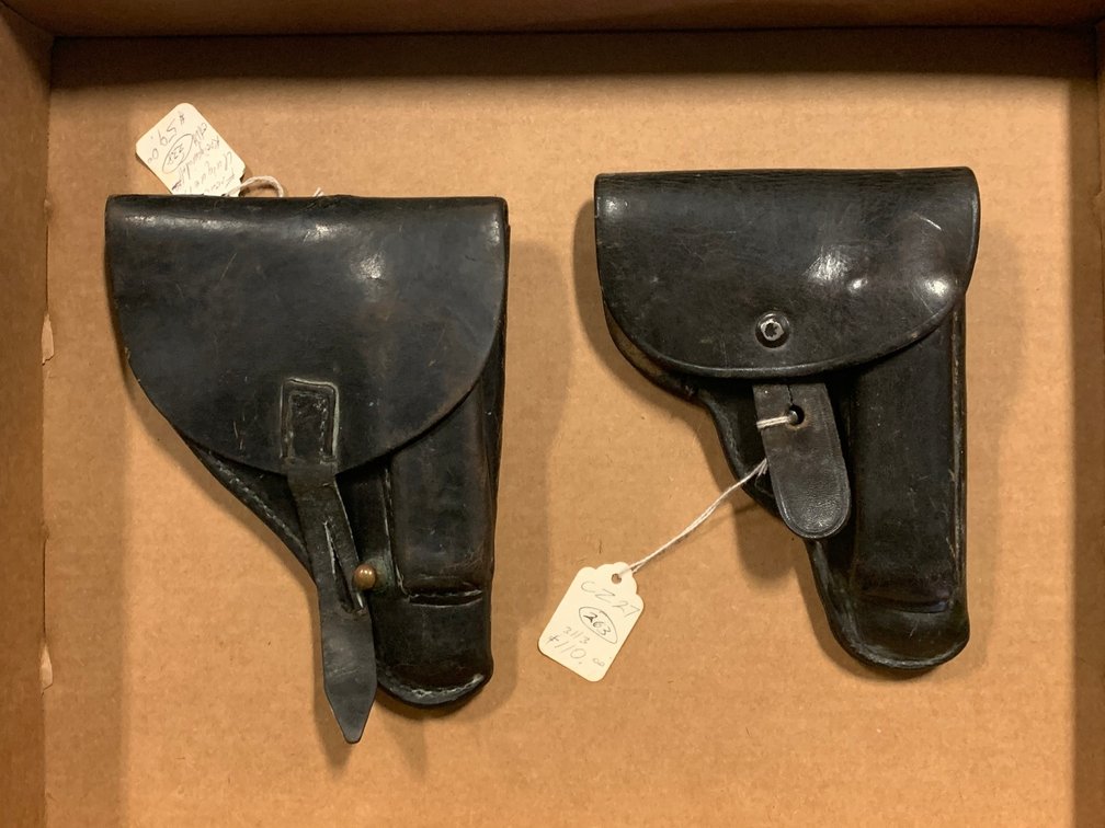 [3287]  Two Black Leather Flap Holsters