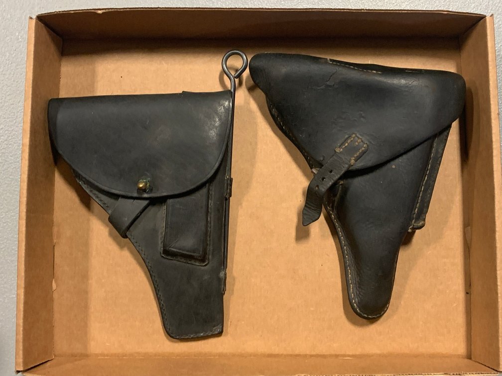 [3289]  Two Black Leather Flap Holsters