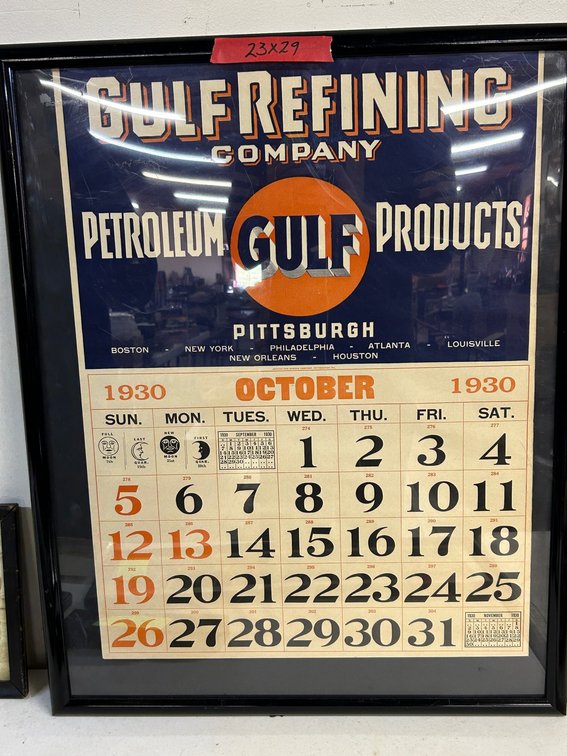 Framed Calendar Sheet Pining Company October 1930