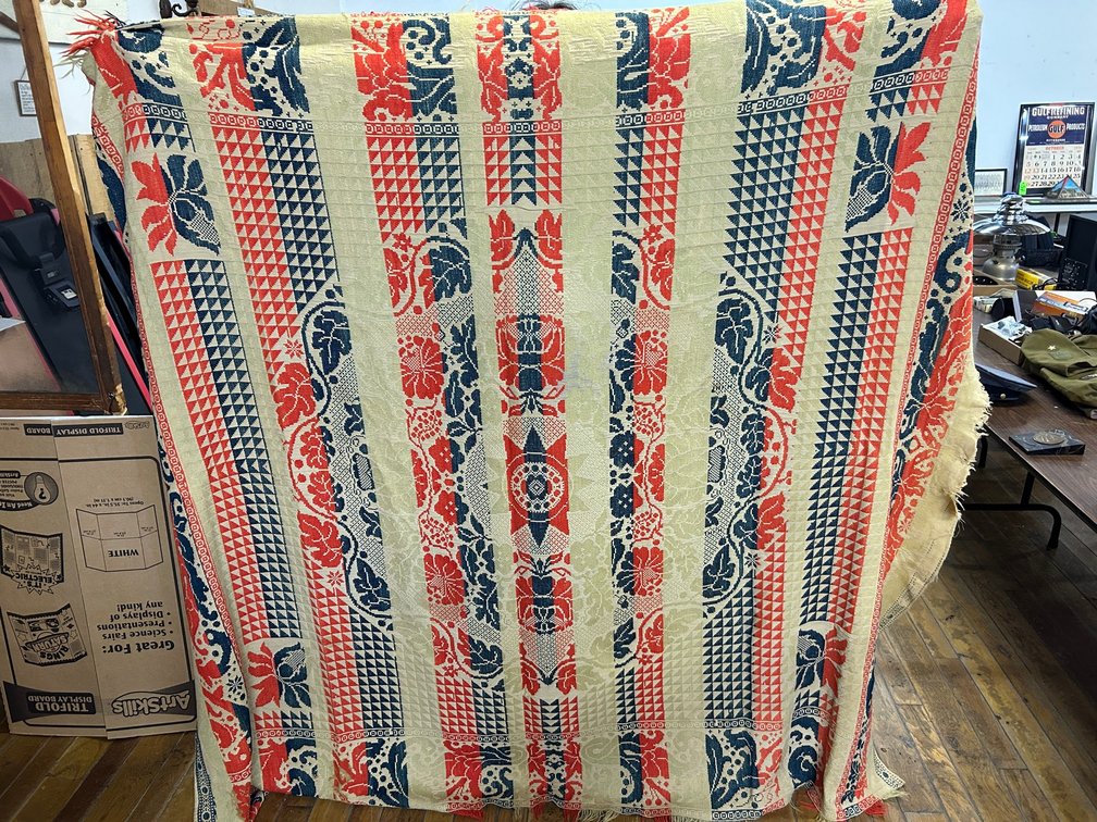 Antique Coverlet with Fringed Edges