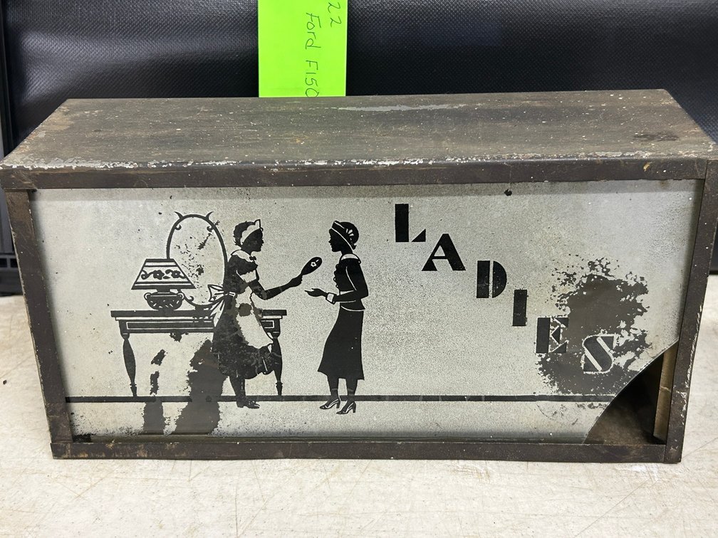 vintage Screen Printed Class Candle Lighted Ladies Restroom Theatre Lounge Sign