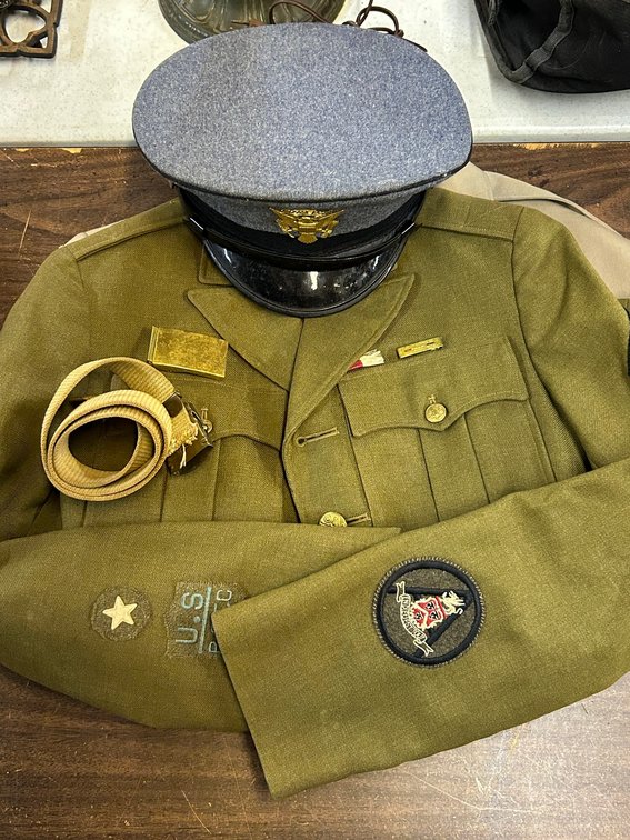 2-Late 40's Early 50's Army jackets, Dress Coat, Eisenhower with US ROTC Patches