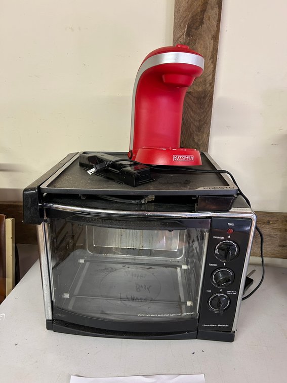 Hamilton Beach Rotisserie Oven, Presto Griddle, Kitchen Slate like Water Heater