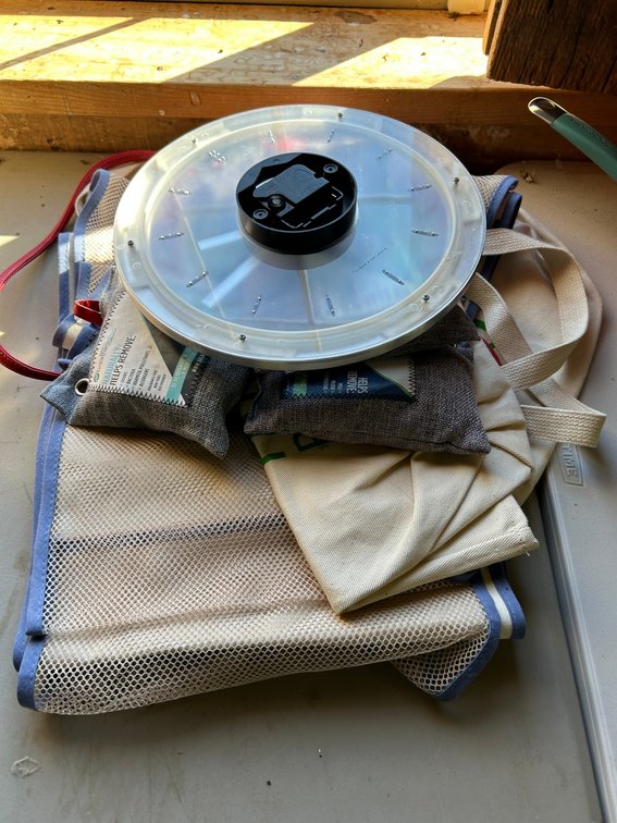 Carrying Laundry Style Bags, Shoe Organizers, Clock