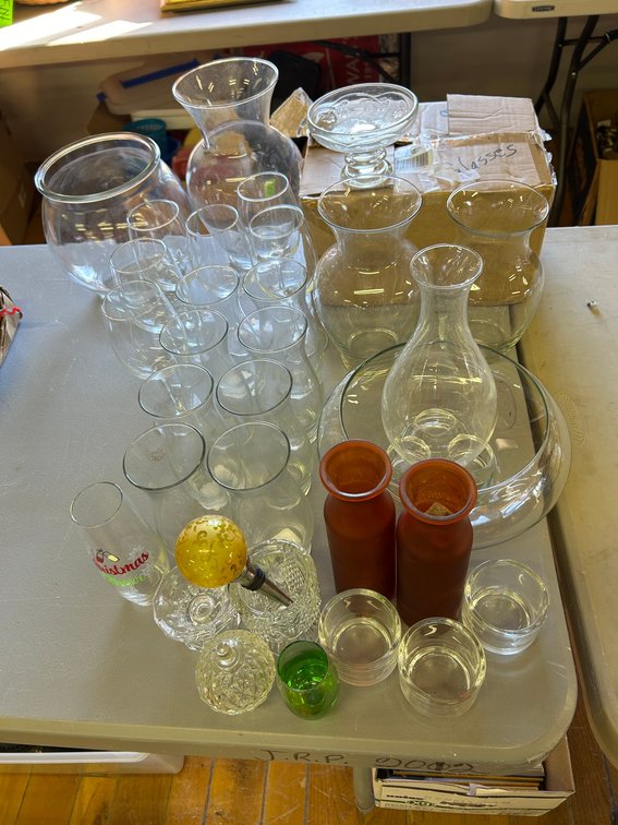 Clear Glass Vases, Wine Glasses