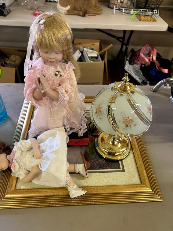 Touch Lamp, 2-Porcelain Dollys