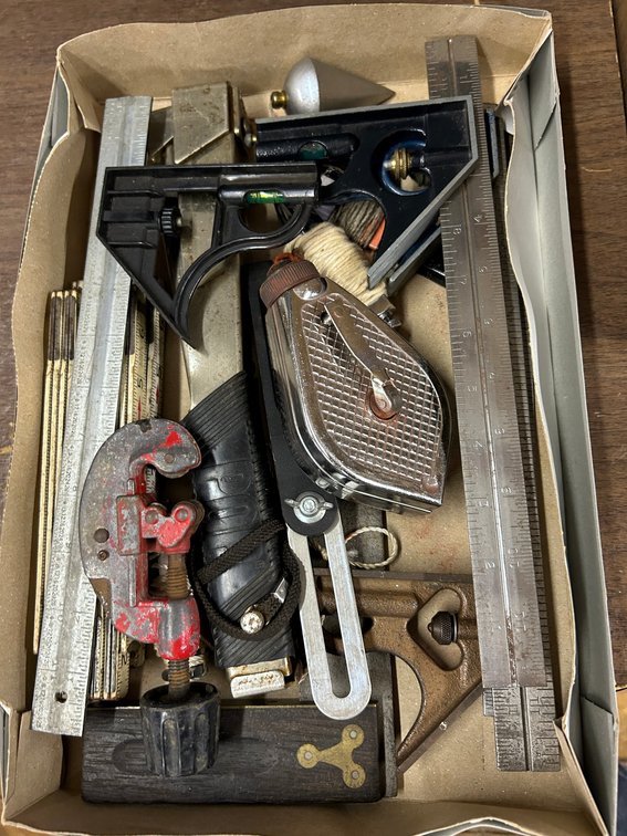 Hand Tools, Union, Craftsman Combination Square, Chalk Line, Stapler, Folding Measuring Rule, Beveal Square, Carpenter Square