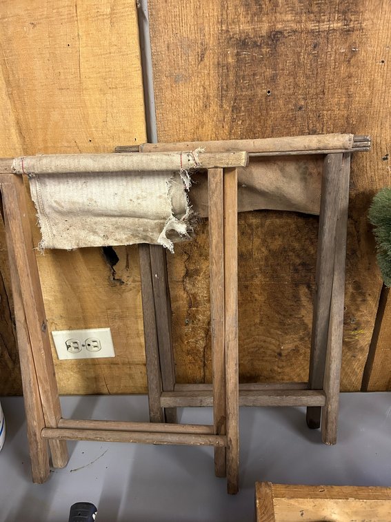 2-Folding Stools Canvas Seats