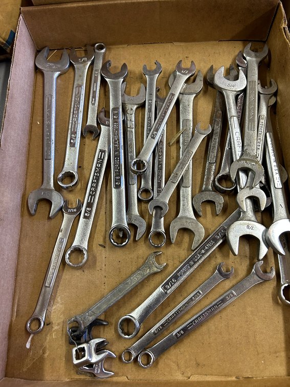 Assorted open-end and combination wrenches