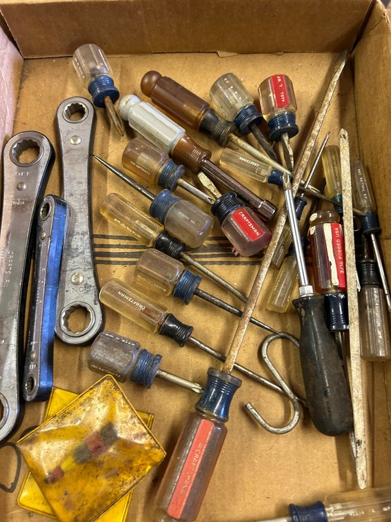 Ratcheting double box-end wrenches and screwdrivers