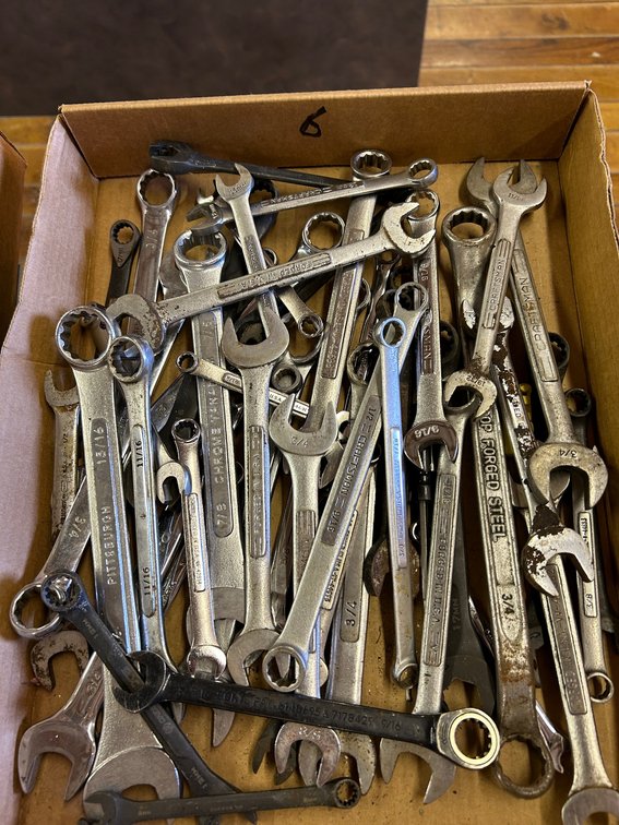 Assorted open-end and combination wrenches