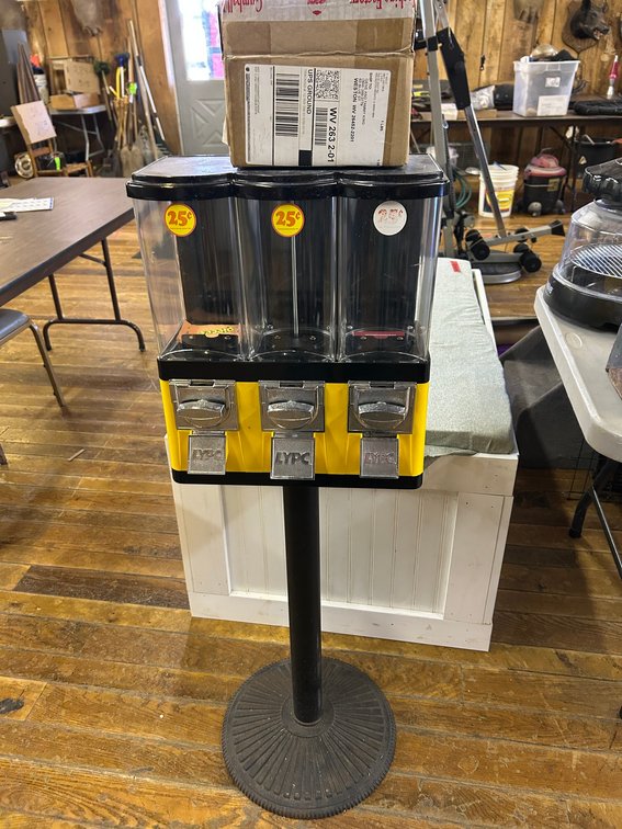 3-Stall Candy Dispenser on a Steel Pedistal