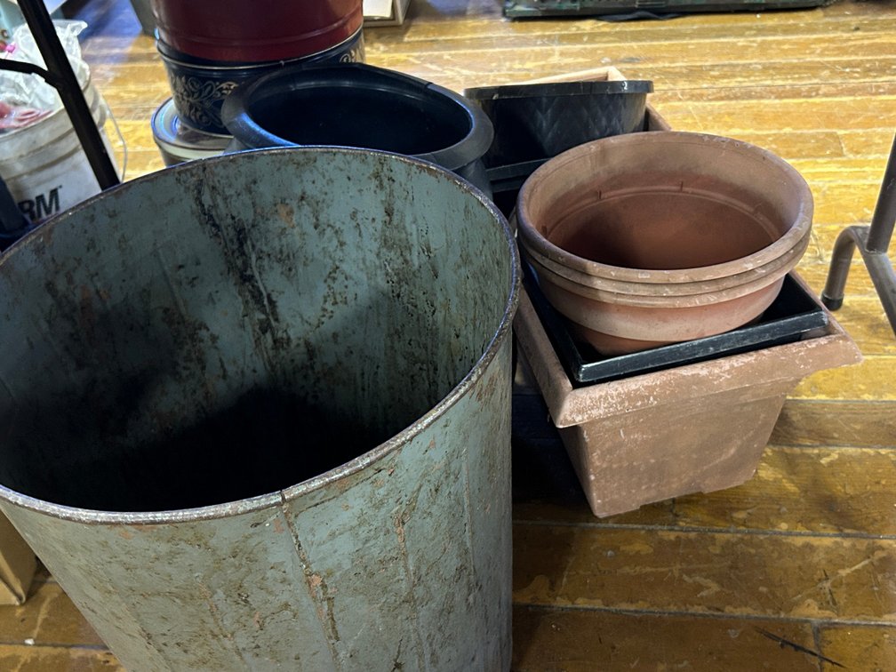 Flower Pots, Tins, Office trash cans, Metal