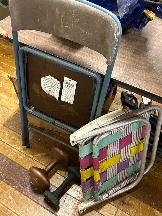 Folding Chairs and Dumb Bells