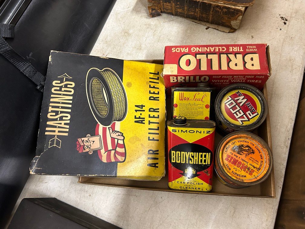 Vintage automotive care and maintenance containers