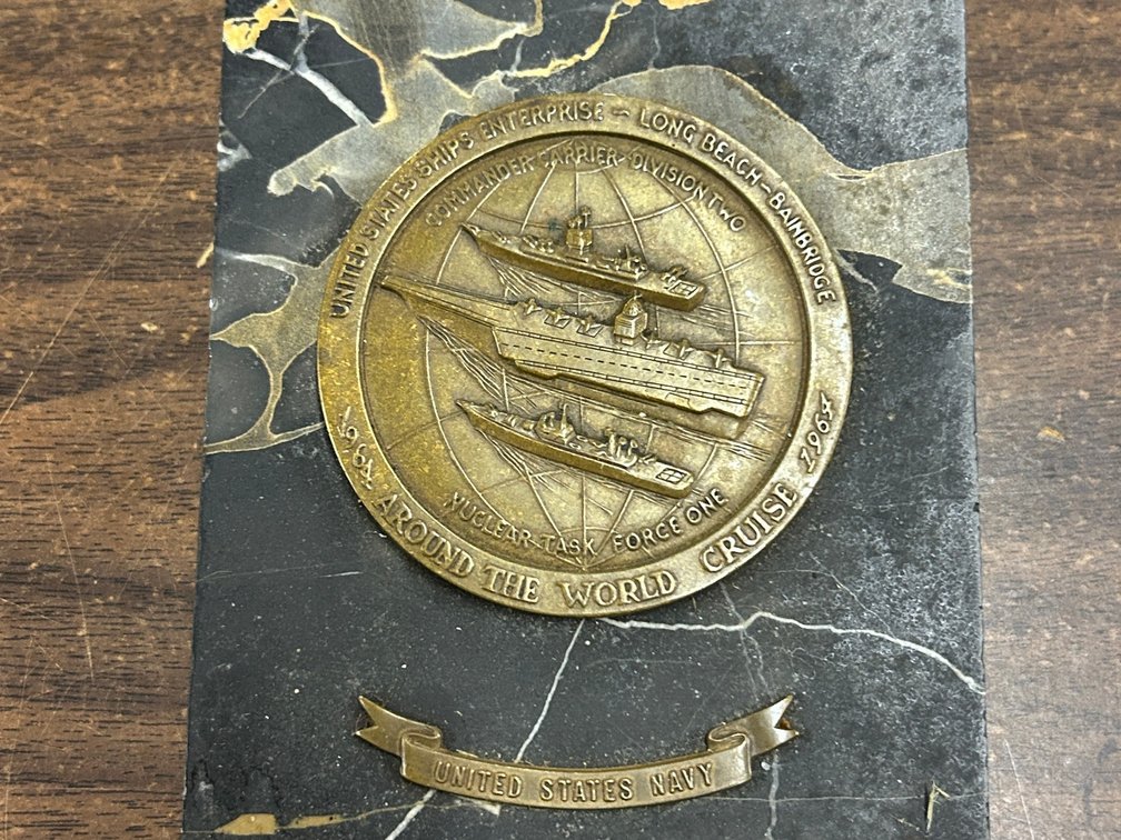 Marble paperweight US enterprise long Beach-Banbridge