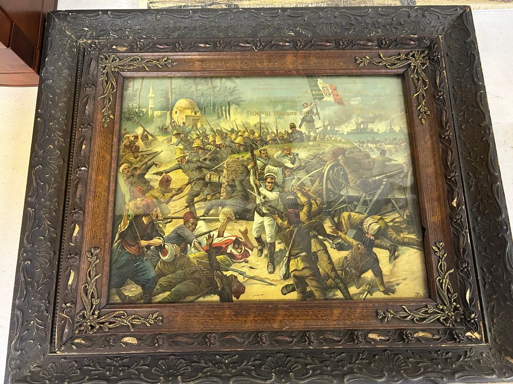Early 20th Century Framed Art of "The Italian and Ottoman Empire War"