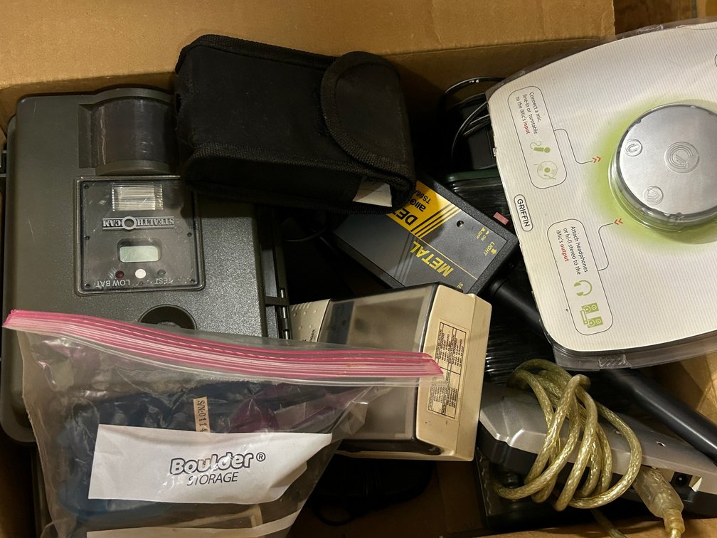 Metal Detector, Griffin Mike (USB External sound Card), Outdoor camera, Walkie Talkies