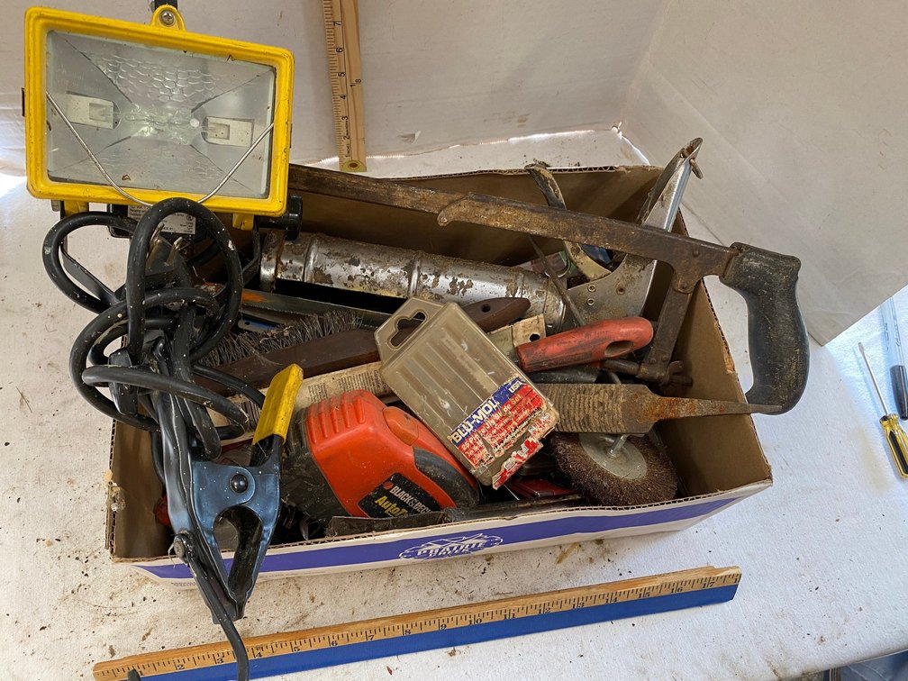 Work Light, Caulking Gun, files, Hacksaws, Wire Brushes