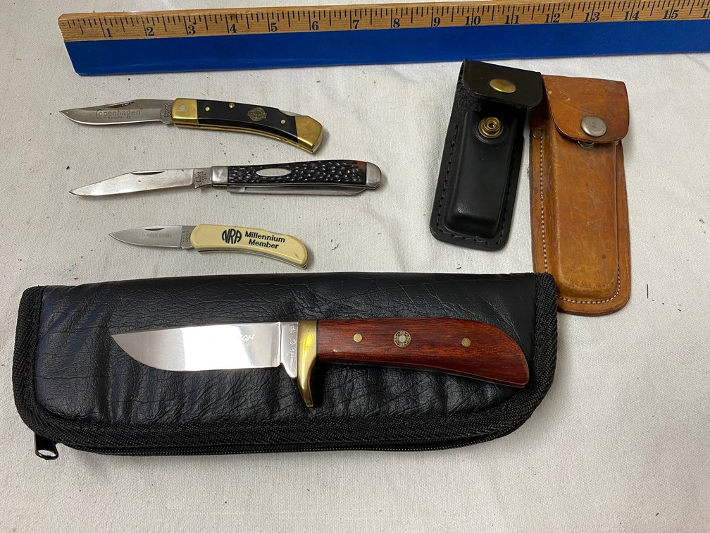 Garrison Kife, Schrade Copenhagen knife, a NRA Member Knife, Sabre Knife