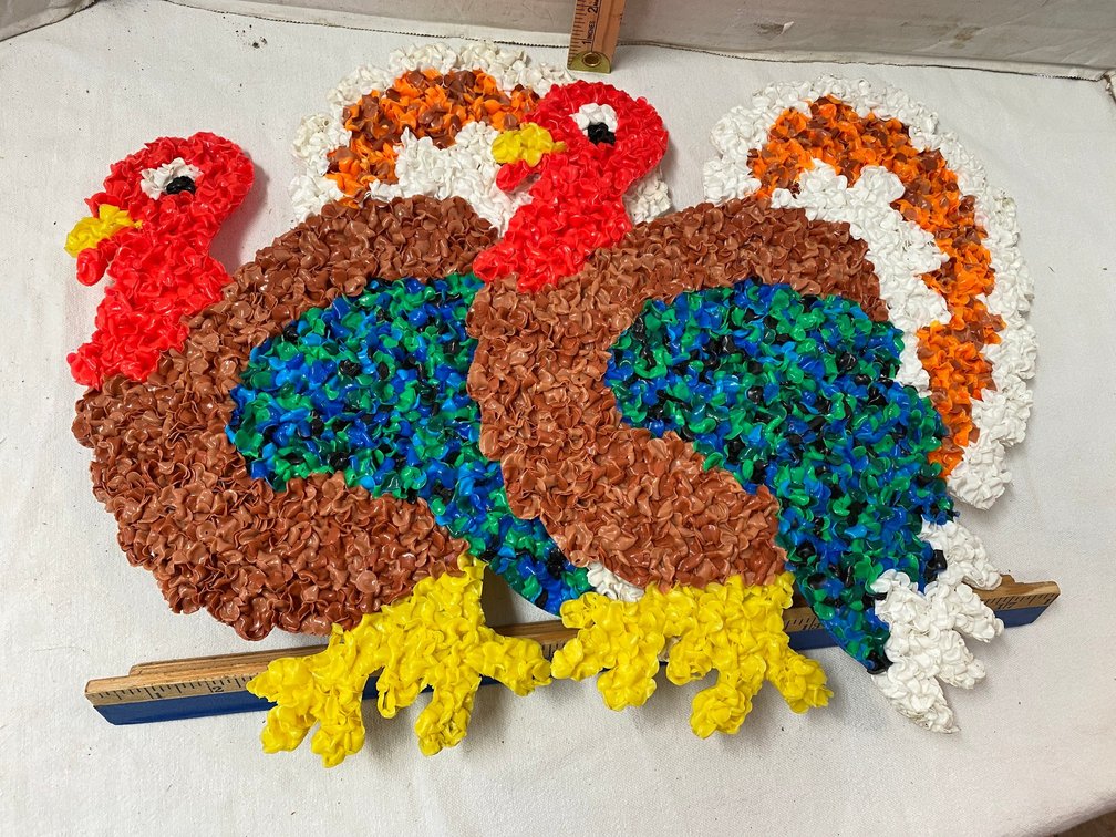 2-Popcorn Art Turkeys 14 inches Tall